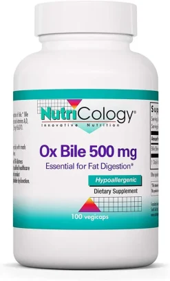 Nutricology, Ox Bile (Ochsengalle), 500mg, 100 Veg. Kapseln