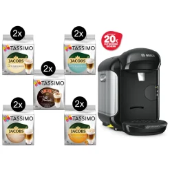 TASSIMO Kapseln 2 X Latte Macchiato Vielfaltspakete + Vivy 2 Schwarz Gratis
