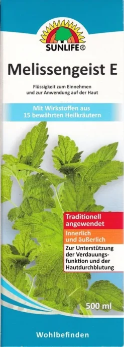 SUNLIFE Melissengeist E - Mit Wirkstoffen Aus 15 Bewährten Heilkräutern 500ml
