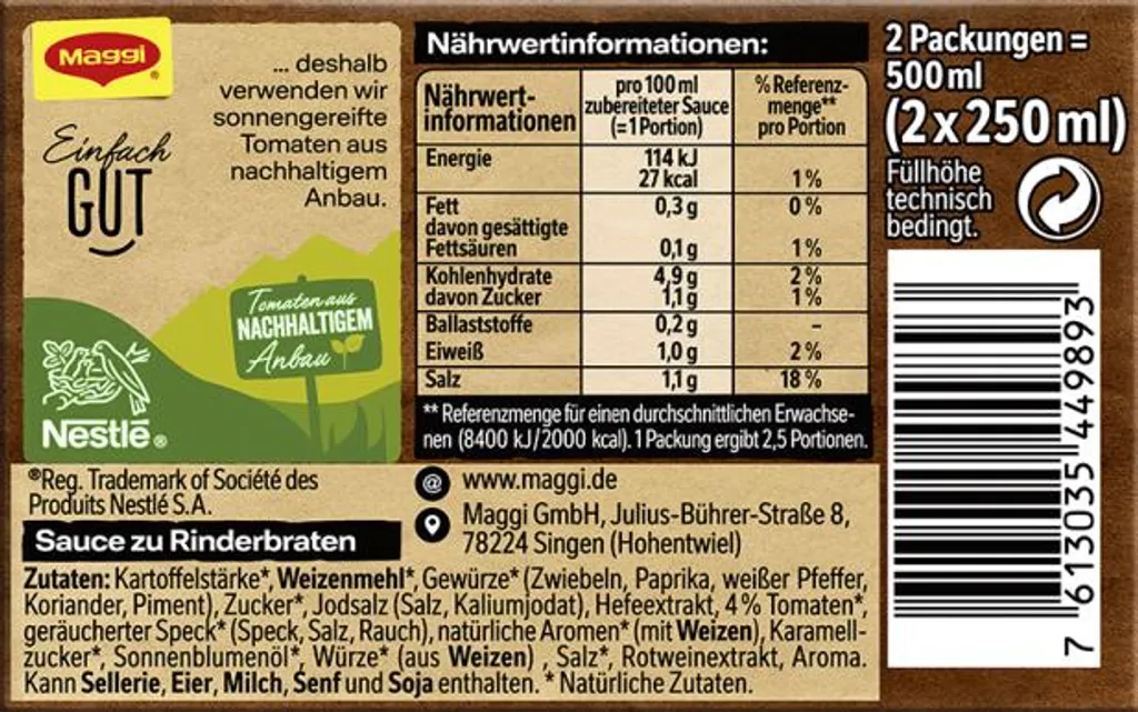 Maggi Sauce Zu Rinderbraten Für Fleischgerichte 58g 2er Für 2x 250ml 4 Maggi Sauce Zu Rinderbraten Für Fleischgerichte 58g 2er Für 2x 250ml – Bild 4