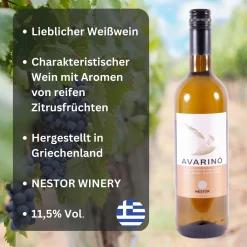 Imiglykos Avarino Weiß 6x 0,75l Nestor Wines | Lieblicher Weißwein Aus Griechenland | 11,5% Vol.