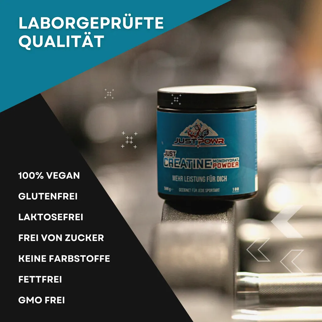 JustPowR 100% Creatin Monohydrat 450g, Labores Hochdosiertes Kreatin Monohydrat | Ultrafeines Premium Creatine Monohydrate Pulver | Kraftraining 4 JustPowR 100% Creatin Monohydrat 450g, Labores Hochdosiertes Kreatin Monohydrat | Ultrafeines Premium Creatine Monohydrate Pulver | Kraftraining – Bild 4