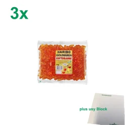 Haribo Goldbären Orange Officepack (3x1kg Beutel Gummibärchen Orange) Sortenrein + Usy Block