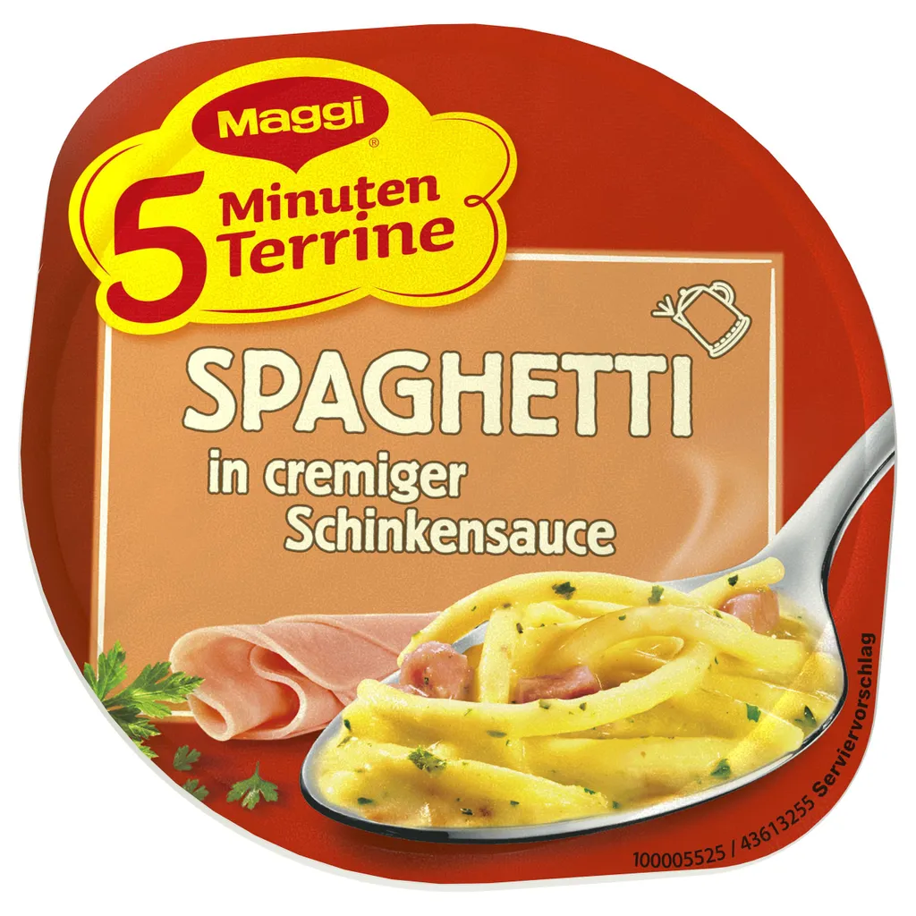 Maggi 5 Minuten Terrine Spaghetti In Cremiger Schinken Sauce 64g 4 Maggi 5 Minuten Terrine Spaghetti In Cremiger Schinken Sauce 64g – Bild 4