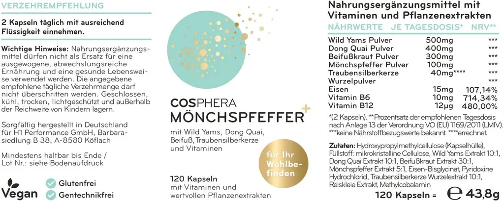 Cosphera Mönchspfeffer Hochdosiert (120 Kapseln) 5 Cosphera Mönchspfeffer Hochdosiert (120 Kapseln) – Bild 5