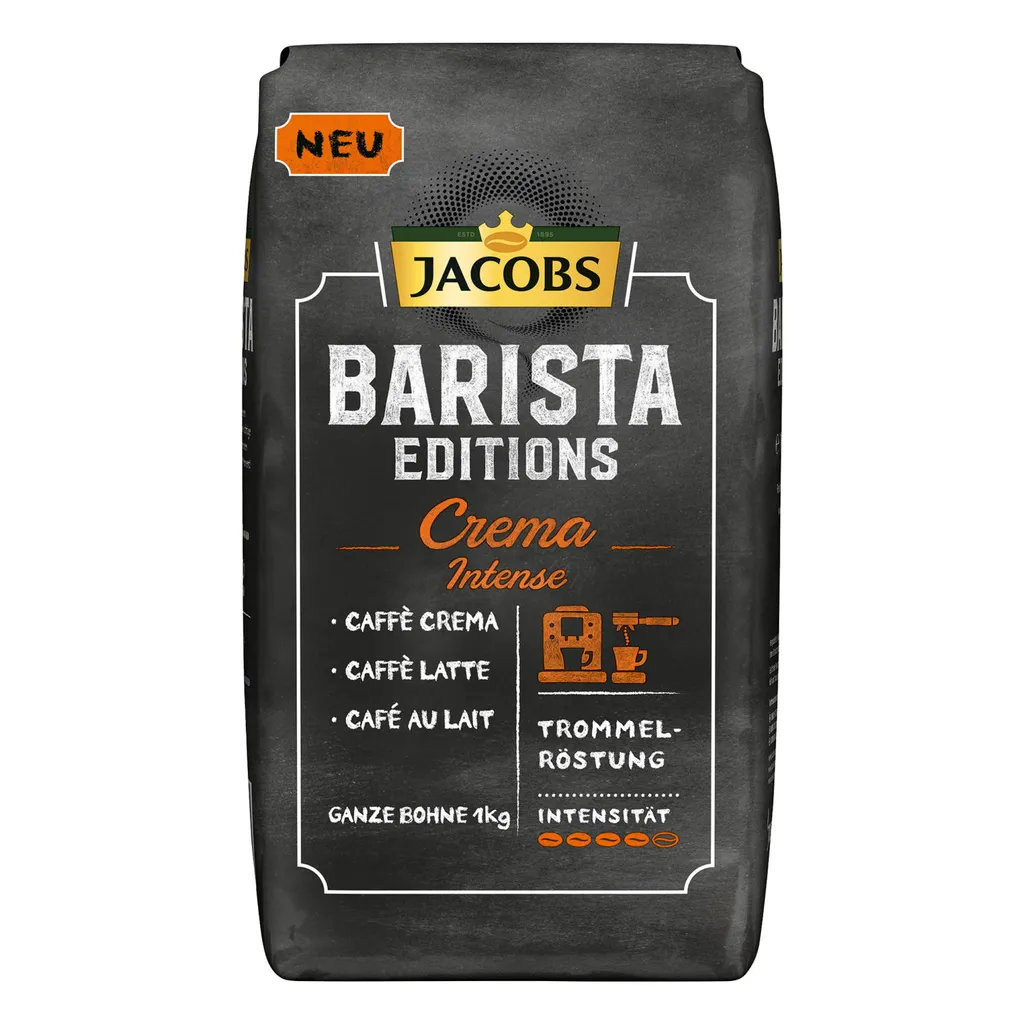 Jacobs Barista Editions Crema Intense, Bohnenkaffee, Ganze Bohnen, Röstkaffee, Kaffeebohnen, 4 X 1000 G 3 Jacobs Barista Editions Crema Intense, Bohnenkaffee, Ganze Bohnen, Röstkaffee, Kaffeebohnen, 4 X 1000 G – Bild 3