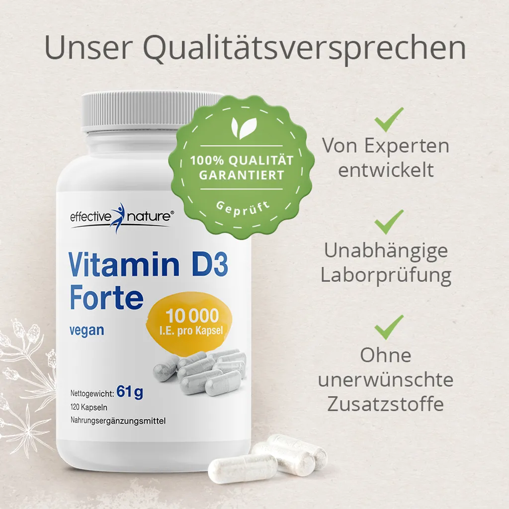Effective Nature Vitamin D3 10.000 I.E. Hochdosiert - 120 Stk. - 250 Mcg Vitamin D Pro Tag 3 Effective Nature Vitamin D3 10.000 I.E. Hochdosiert - 120 Stk. - 250 Mcg Vitamin D Pro Tag – Bild 3