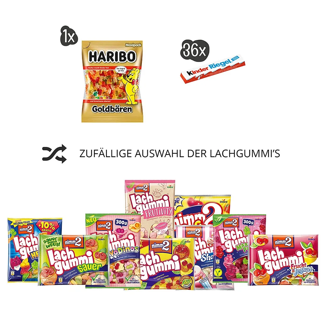 Genussleben Box Mit Nimm2 Lachgummi, Kinder Riegel, Haribo Goldbären Süßigkeiten 3 Genussleben Box Mit Nimm2 Lachgummi, Kinder Riegel, Haribo Goldbären Süßigkeiten – Bild 3