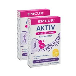 2 X 30 Kautabletten, Emcur Aktiv 1.300 Kollagen + Magnesium: Nährstoffe Für Muskeln Und Gelenke Im To-Go-Format, Zitronengeschmack