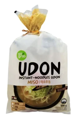 [ 690g ] ALLGROO Instant-Noodles Udon, Miso / Udon-Nudeln UDONG, Miso (3 Portionen Je 230g)