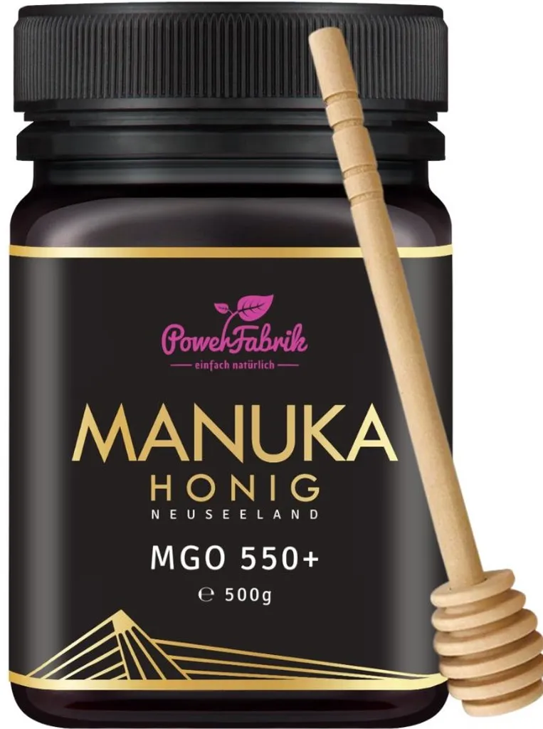 PowerFabrik Einfach Natürlich Manuka Honig | MGO 550+ | 500g | HALAL | Das ORIGINAL Aus NEUSEELAND | PUR, ROH & | 100% Natürlich | INKL. GRATIS HONIGLÖFFEL Aus Holz | PowerFabrik 1 PowerFabrik Einfach Natürlich Manuka Honig | MGO 550+ | 500g | HALAL | Das ORIGINAL Aus NEUSEELAND | PUR, ROH & | 100% Natürlich | INKL. GRATIS HONIGLÖFFEL Aus Holz | PowerFabrik