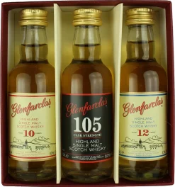 Glenfarclas Whisky Collection 10 Jahre / 12 Jahre / 105 Proof 3x 0,05 Liter