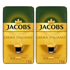 JACOBS Kaffeebohnen Expertenröstung Crema Italiano Bohnenkaffee 2 X 1 Kg Ganze Bohne