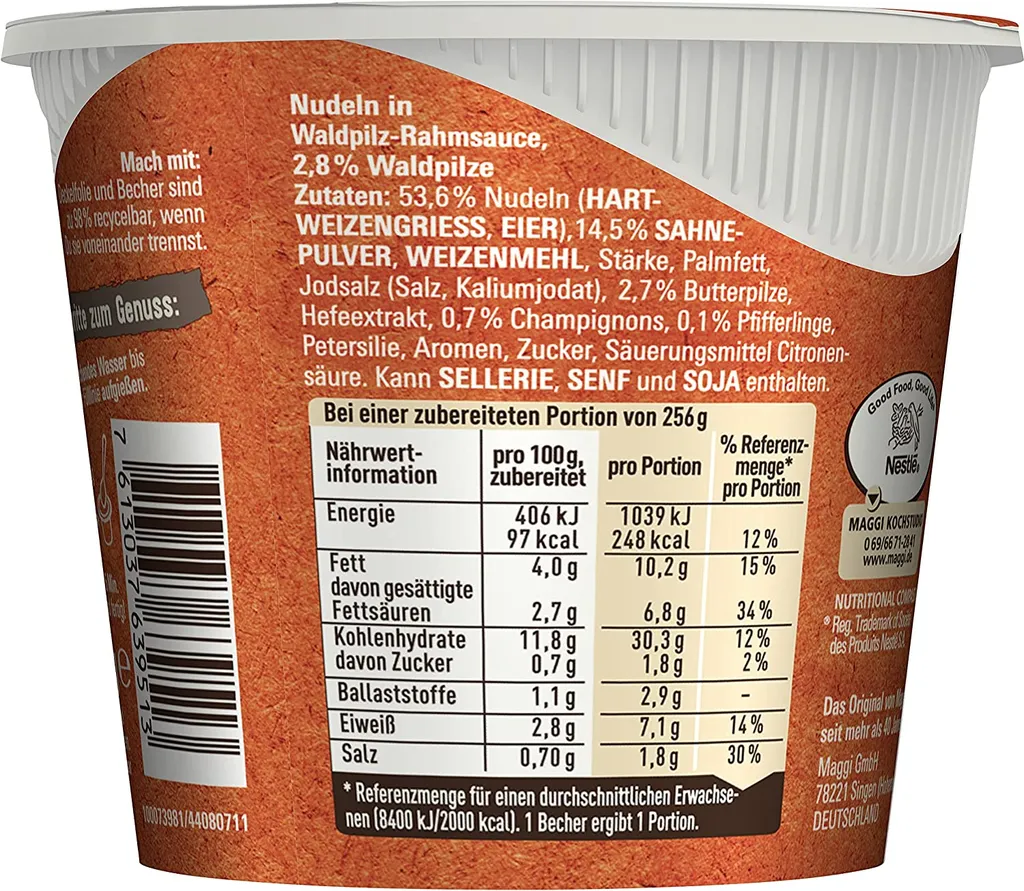 8 X Maggi - 5 Minuten Terrine - Nudeln In Waldpilz Rahmsauce (8 X 56g) 4 8 X Maggi - 5 Minuten Terrine - Nudeln In Waldpilz Rahmsauce (8 X 56g) – Bild 4