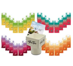 Mixcompany Capital BraTee 32er Tasting Set 8 Pro Geschmackssorte Eistee Je 750ml + Gratis Getränkehalter + Autogrammkarte BRATEE Ice Tea 8x Wassermelone 8x Zitrone 8x Pfirsich 8x Granatapfel - Mit Capi-Qualitäts-Siegel