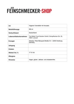 Swang GMBH Abacaty Avocado Cream Likör 0,5 L -Essen Verkäufe 8ec06cb26052d1c998a713cea1e94a66