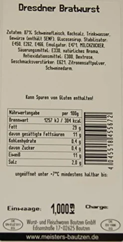Meisters Wurst- Und Fleischwaren Bautzen Dresdner Bratwurst Fein & Herzhaft | Aus Bautzen | Feine Bratwürste Für Grill & Pfanne | Grillwürste | Grillen & Braten | Kühlversand (5) -Essen Verkäufe 926b9c10a1f3af8a7d710f391288b87a