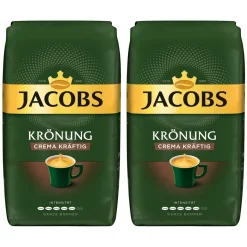 JACOBS Kaffeebohnen Krönung Crema Kräftig 2 X 1kg Ganze Kaffee Bohnen Geröstet