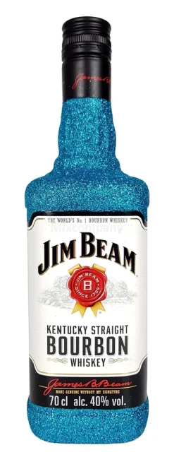 Jim Beam Bourbon Whiskey 0,7l 700ml (40% Vol) Bling Bling Glitzerflasche In Blau -[Enthält Sulfite]