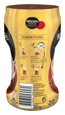 Nescafé® Nescafé Gold Typ Cappuccino Entkoffeiniert | 250g Dose 14 Nescafé® Nescafé Gold Typ Cappuccino Entkoffeiniert | 250g Dose -Essen Verkäufe 9738e5b002b151d781831d5b1c758cbf