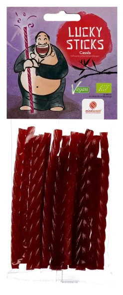 Mindsweets Lucky Sticks Cassis 75g Fruchtgummi Inkl. Veggie Sweets Bienenfutter Vegan Palmölfrei Glutenfrei Sojafrei