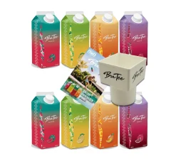 Mixcompany Capital BraTee 8er Tasting Set Eistee Je 750ml + Gratis Getränkehalter + Autogrammkarte BRATEE Ice Tea 2x Wassermelone 2x Zitrone 2x Pfirsich 2x Granatapfel - Mit Capi-Qualitäts-Siegel