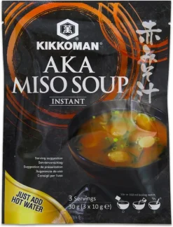 Kikkoman Instant Aka Miso Suppe 30g | Japanische Rote Misosuppe | 3 Portionen