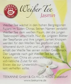 Teekanne Weißer Tee Jasmin Mild Im Geschmack Mit Natürlichem Aroma 25g -Essen Verkäufe a2d5283c6549920021e16e572fa8ff3a