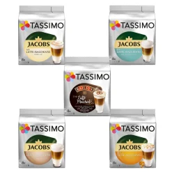 TASSIMO Kapseln Latte Macchiato Vielfaltspaket Discs 40 Getränke 5 Sorten Kaffee