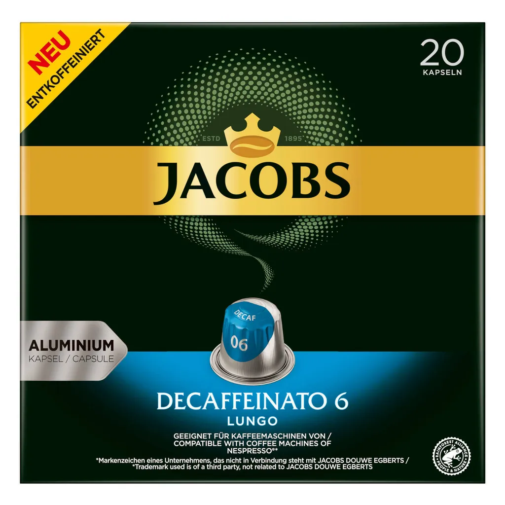 JACOBS Kapseln Nespresso®* Kompatibel Je 20 Kapseln Lungo 6 Classico + Decaffeinato 6 Lungo + Lungo 8 Intenso + Espresso 12 Ristretto - Insgesamt 160 Getränke 2 JACOBS Kapseln Nespresso®* Kompatibel Je 20 Kapseln Lungo 6 Classico + Decaffeinato 6 Lungo + Lungo 8 Intenso + Espresso 12 Ristretto - Insgesamt 160 Getränke – Bild 2