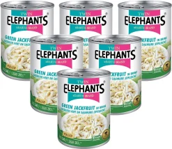 Twin Elephants 6er-Pack Grüne Jackfrucht (Pulled) In Salzwasser 540g / 283g ATG | Elefants Brand | Veganer Fleischersatz | Jackfruit Konserve