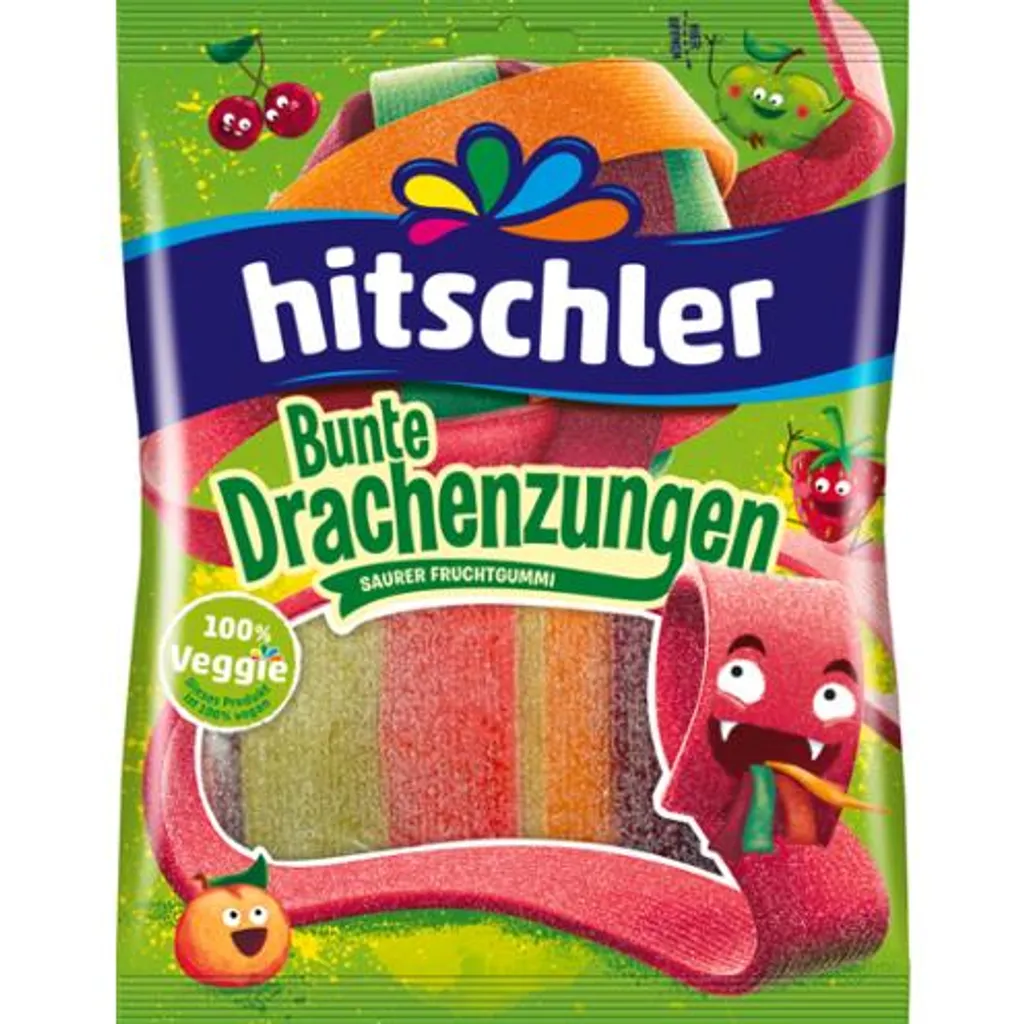 Hitschler Hitschies Bunte Drachenzungen Saurer Fruchtgummi Veggie 125g, Menge:125g 4 Hitschler Hitschies Bunte Drachenzungen Saurer Fruchtgummi Veggie 125g, Menge:125g – Bild 4