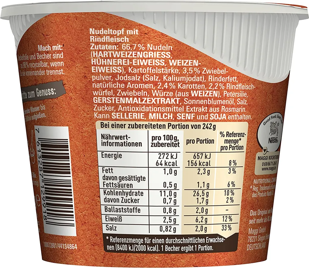 8 X Maggi - 5 Minuten Terrine - Rindfleisch Nudeltopf (8 X 42g) 4 8 X Maggi - 5 Minuten Terrine - Rindfleisch Nudeltopf (8 X 42g) – Bild 4