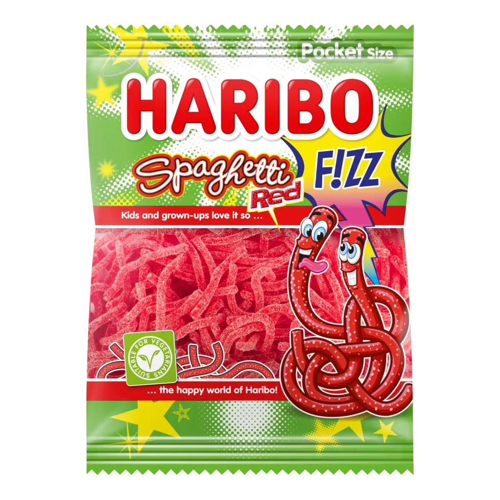 HARIBO Spaghetti Rot F!zz 28 X 70 Gramm 1 HARIBO Spaghetti Rot F!zz 28 X 70 Gramm