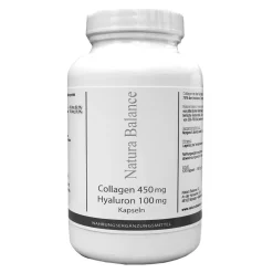 Natura Balance 120 Kapseln Collagen + Hyaluron JE KAPSEL 450mg Kollagen + 100mg Hyaluronsäure Anti Aging Falten