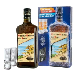 Distilleria F.lli Caffo S.r.l. Vecchio Amaro Del Capo | Kräuterlikör Aus Kalabrien | Geschenk-Set Mit 1 Flasche 0,7l. Und 2 Ice-Shot-Gläsern -Essen Verkäufe af03e4f6a6507a25525a415112d18b0d