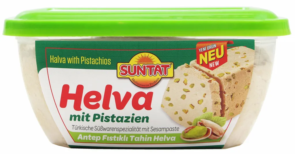 Suntat Süße Sesampaste Mit Pistazien (Helva) 350g 2 Suntat Süße Sesampaste Mit Pistazien (Helva) 350g – Bild 2