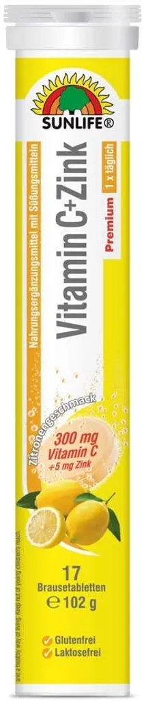 SUNLIFE Vitamin C + Zink Brausetabletten Hochdosiert 17Stück