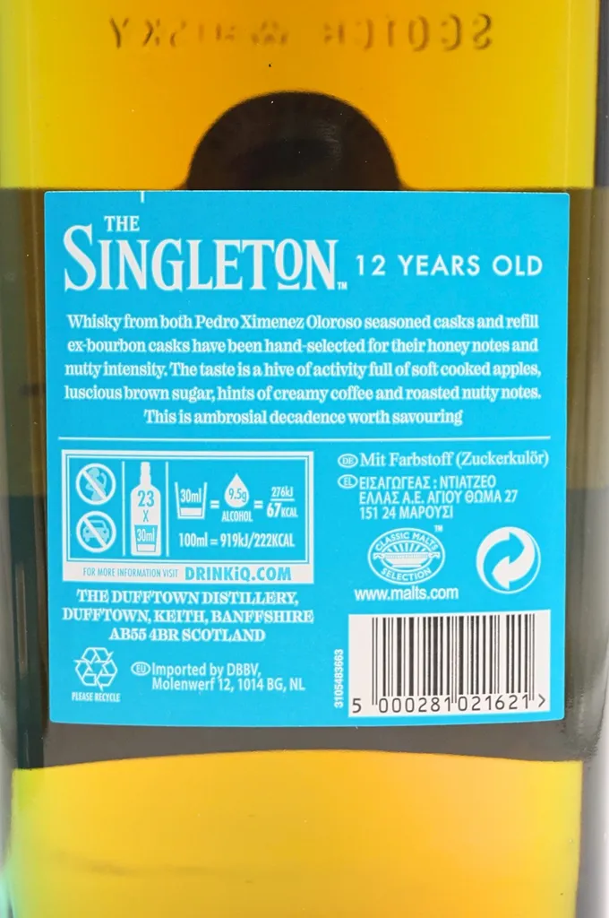 The Singleton Of Dufftown 12 Jahre Lucious Nectar Single Malt Scotch Whisky In Geschenkpackung | 40 % Vol | 0,7 L 12 The Singleton Of Dufftown 12 Jahre Lucious Nectar Single Malt Scotch Whisky In Geschenkpackung | 40 % Vol | 0,7 L – Bild 12