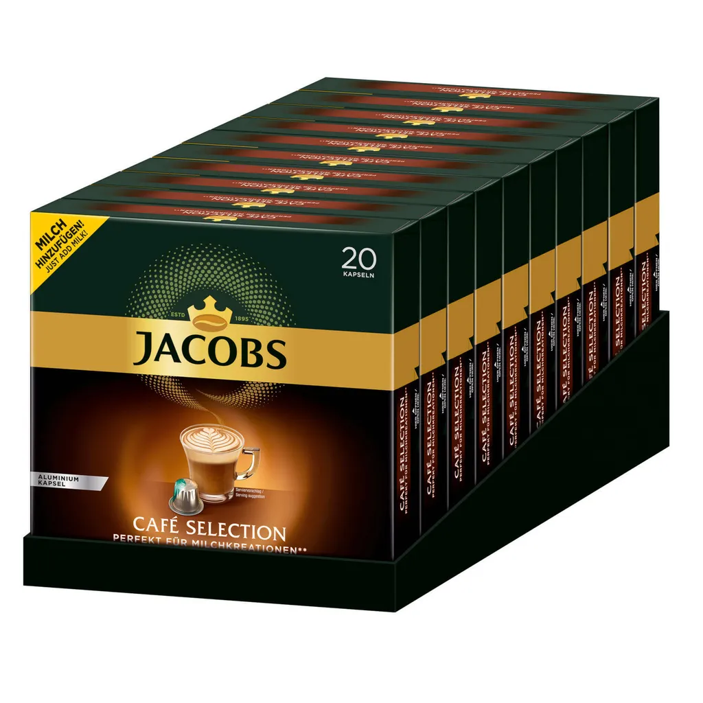 JACOBS Kapseln Café Selection 10 X 20 Nespresso®* Kompatible Kaffeekapseln 1 JACOBS Kapseln Café Selection 10 X 20 Nespresso®* Kompatible Kaffeekapseln