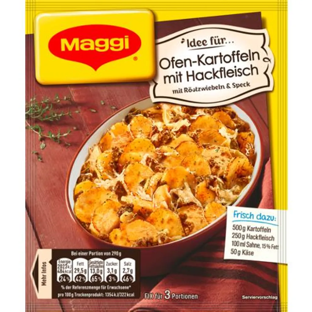 Maggi Fix Für Ofen Kartoffeln Mit Hackfleisch Mit Röstzwiebeln 34g 2 Maggi Fix Für Ofen Kartoffeln Mit Hackfleisch Mit Röstzwiebeln 34g – Bild 2