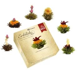 Creano Teeblumen Mix - 6 Erblühtee Weißer, Grüner & Schwarzer Tee, Teeblume, Blooming Tea, Geschenk Für Frauen