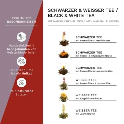 Creano Teeblumen Mix - Geschenkset ErblühTee Mit Glaskanne 500ml Weißtee & Schwarztee Mit 6 Teekugeln Je 3x Weißer & Schwarzer Tee, Geschenk Für Frauen, Mutter, Teeliebhaber -Essen Verkäufe bc3f26c042a5e3ae758a1261075d867b 1