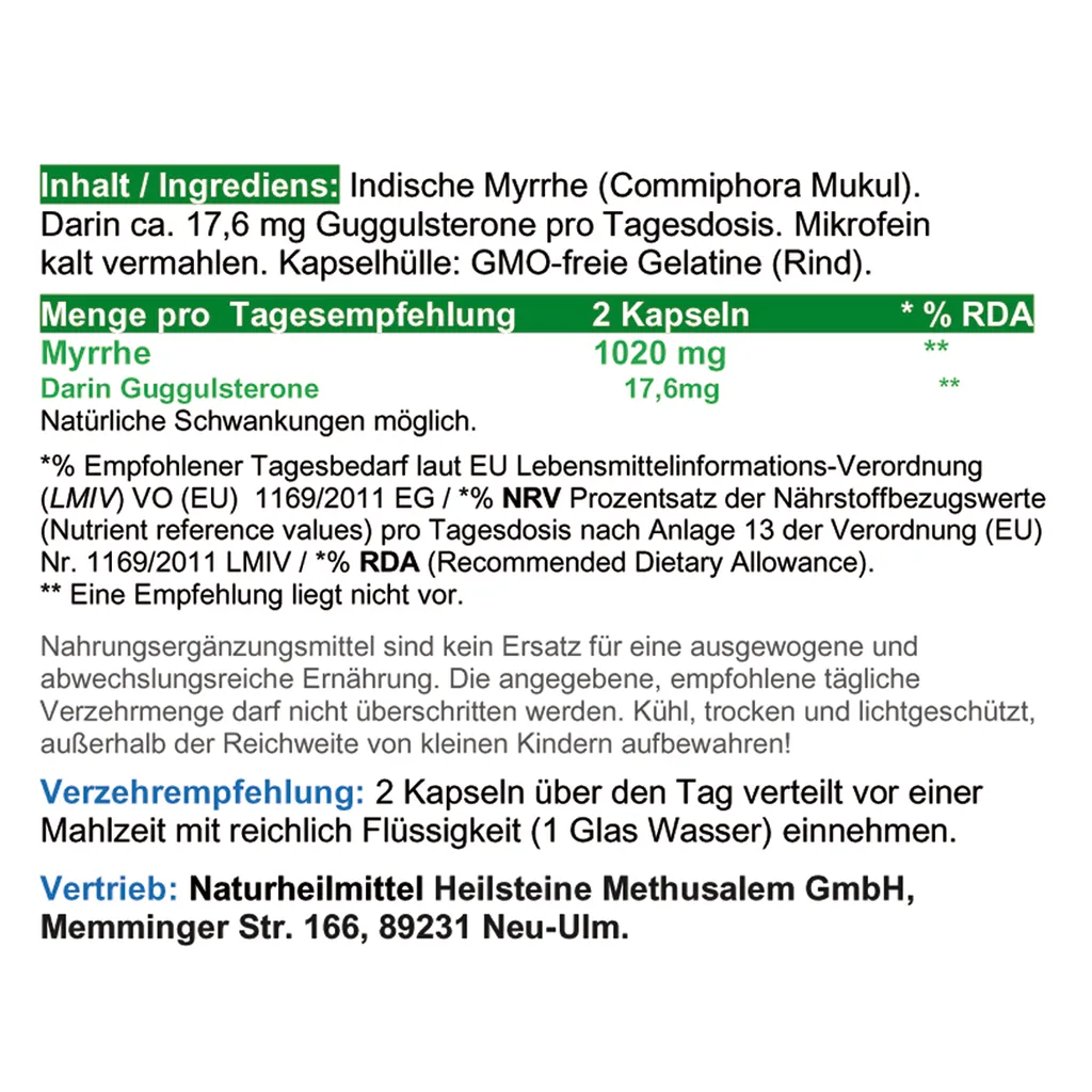 VitalLeben Guggul Indische Myrrhe Ayurveda Guggulsterone 720 (4x180) Pulver Kapseln 4 VitalLeben Guggul Indische Myrrhe Ayurveda Guggulsterone 720 (4x180) Pulver Kapseln – Bild 4