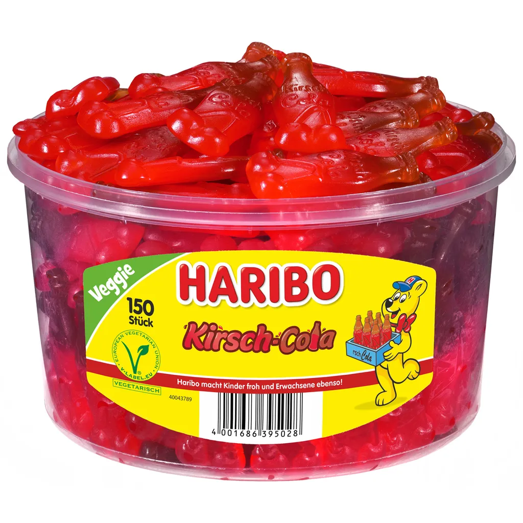 Haribo Kirsch Cola Fruchtgummiflaschen Veggie Zweifarbig 1350g 2 Haribo Kirsch Cola Fruchtgummiflaschen Veggie Zweifarbig 1350g – Bild 2