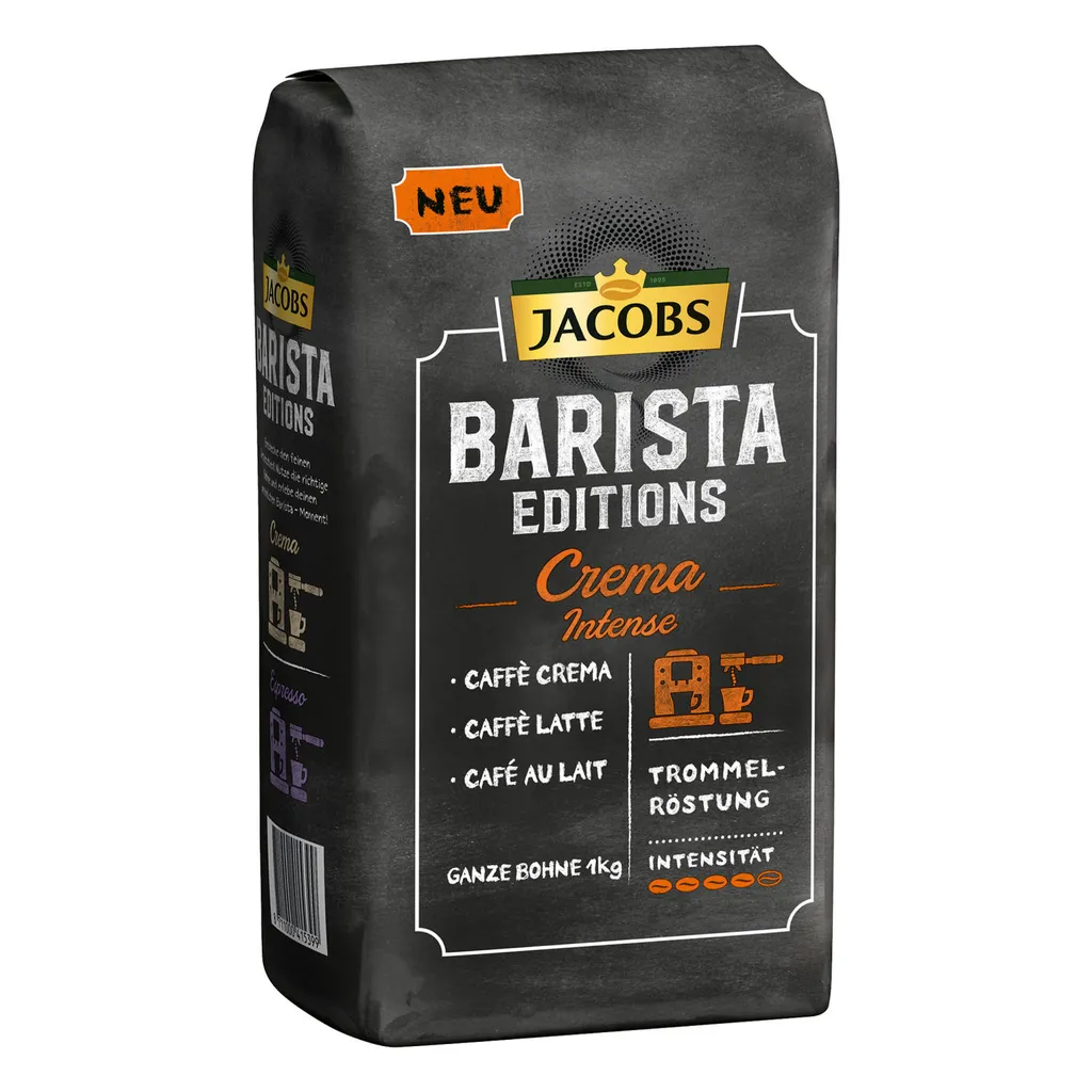 Jacobs Barista Editions Crema Intense, Bohnenkaffee, Ganze Bohnen, Röstkaffee, Kaffeebohnen, 4 X 1000 G 4 Jacobs Barista Editions Crema Intense, Bohnenkaffee, Ganze Bohnen, Röstkaffee, Kaffeebohnen, 4 X 1000 G – Bild 4