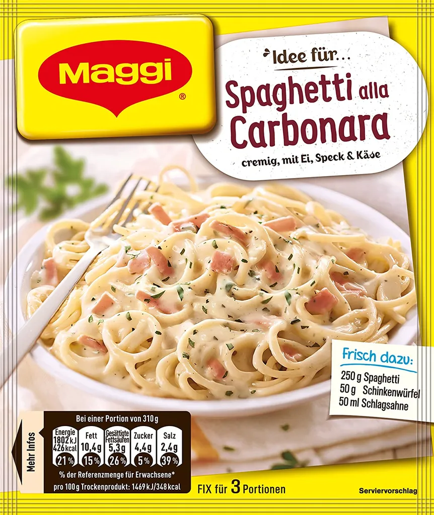 Maggi Fix Für Spaghetti Carbonara Cremig Mit Speck Und Käse 34g 3 Maggi Fix Für Spaghetti Carbonara Cremig Mit Speck Und Käse 34g – Bild 3