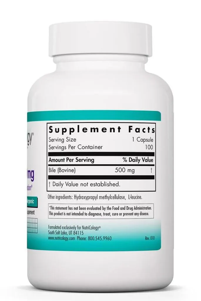 Nutricology, Ox Bile (Ochsengalle), 500mg, 100 Veg. Kapseln 2 Nutricology, Ox Bile (Ochsengalle), 500mg, 100 Veg. Kapseln – Bild 2