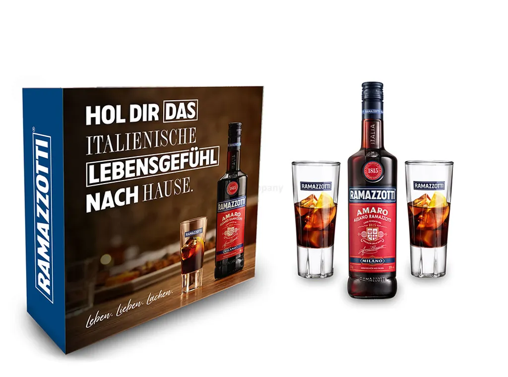 Fratelli Ramazzotti Ramazzotti Set / Geschenkset - Ramazzotti Amaro Milano 0,7l 700ml (30% Vol) + 2 Ramazzotti Gläser 1 Fratelli Ramazzotti Ramazzotti Set / Geschenkset - Ramazzotti Amaro Milano 0,7l 700ml (30% Vol) + 2 Ramazzotti Gläser