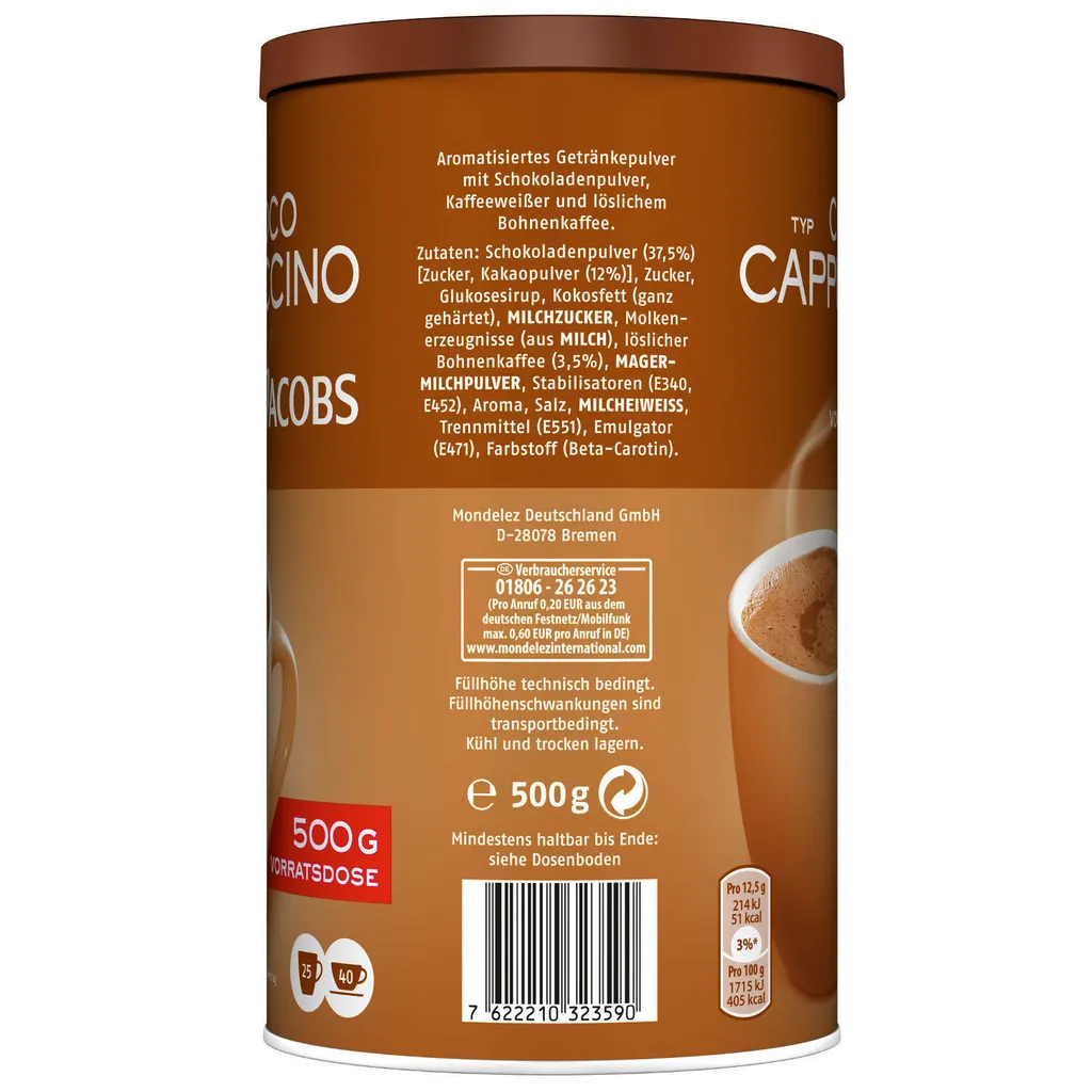JACOBS Löskaffee Typ Choco Cappuccino 500 G Dose Löslicher Kaffee Mit Kakao 1 JACOBS Löskaffee Typ Choco Cappuccino 500 G Dose Löslicher Kaffee Mit Kakao